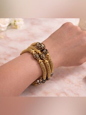 Gold-Tone Filigree Bead Multi-Strand Bracelet